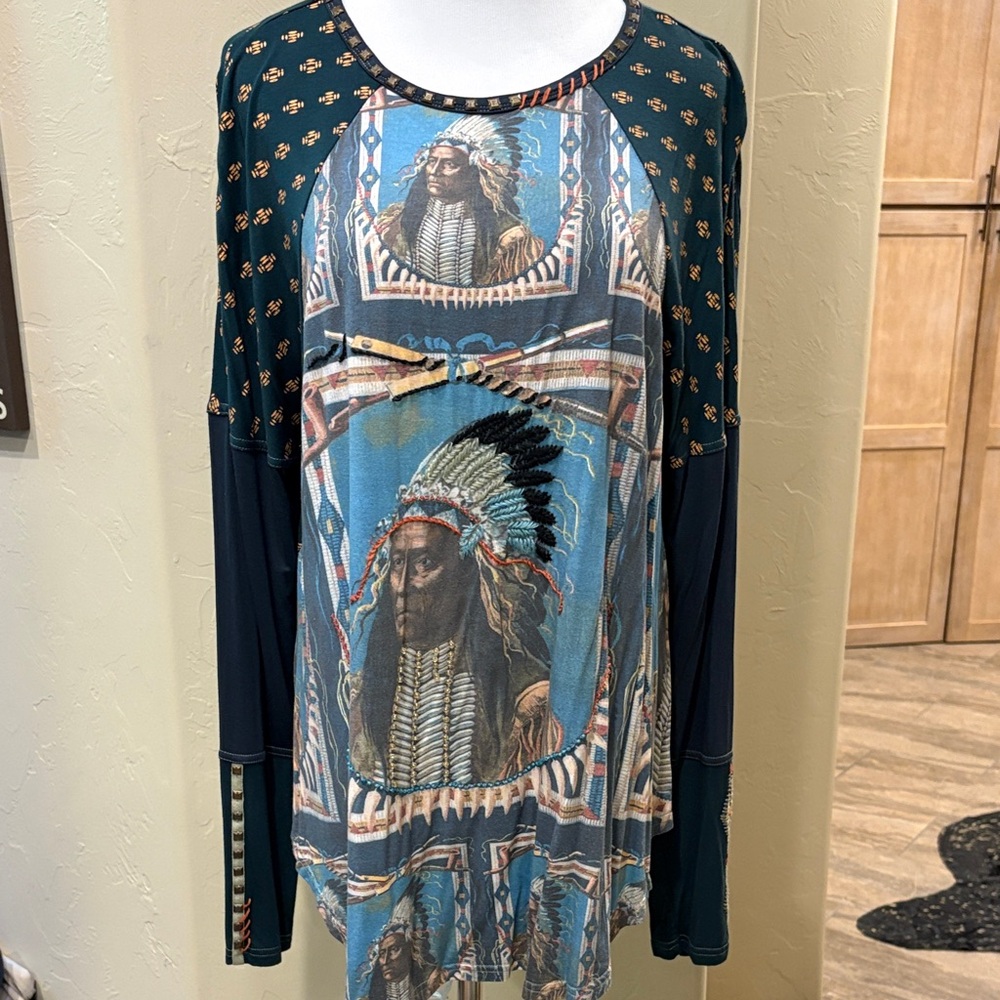 Native American Print Long Sleeve Top